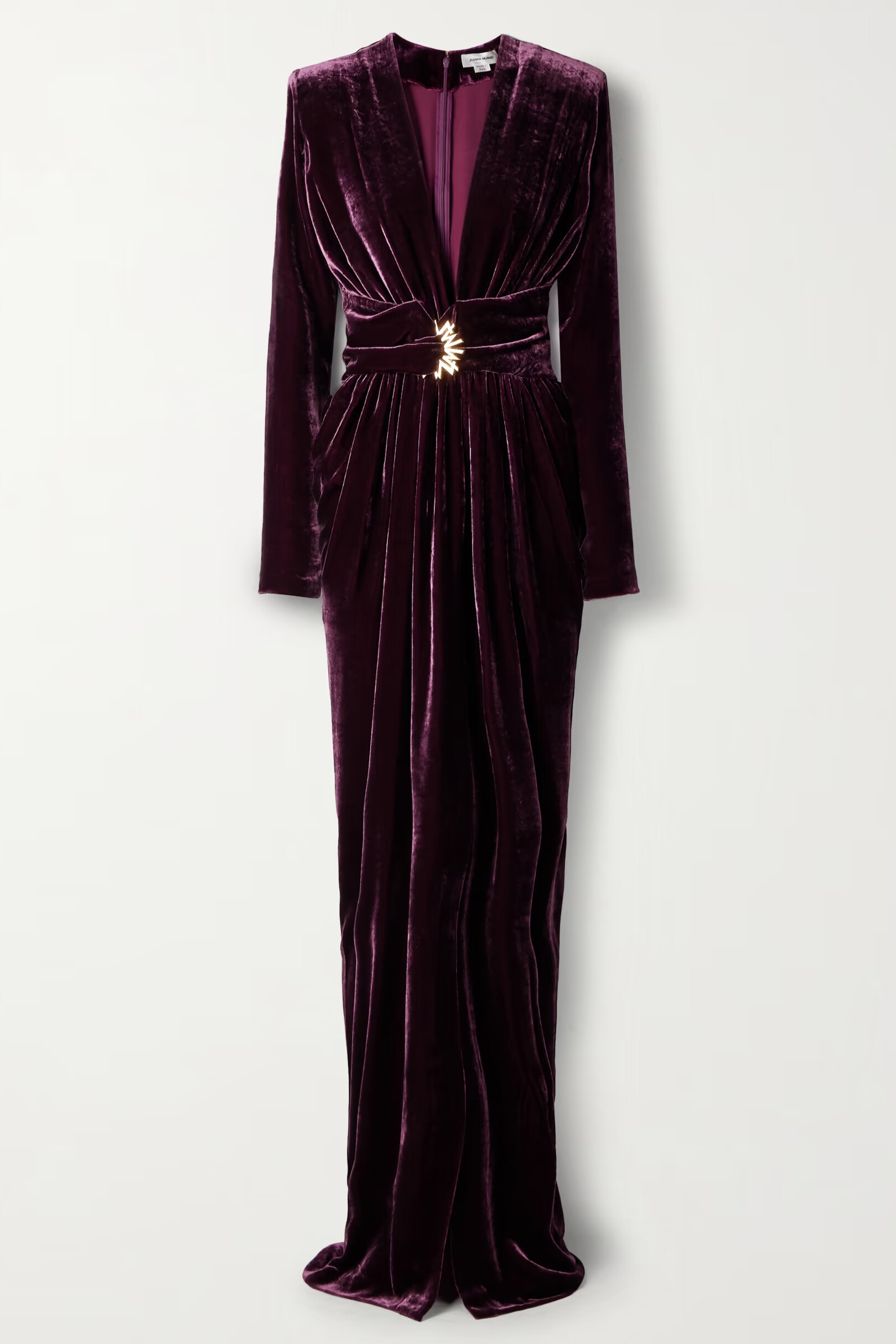 Helia Plunge Neck Velvet Maxi Dress In Plum