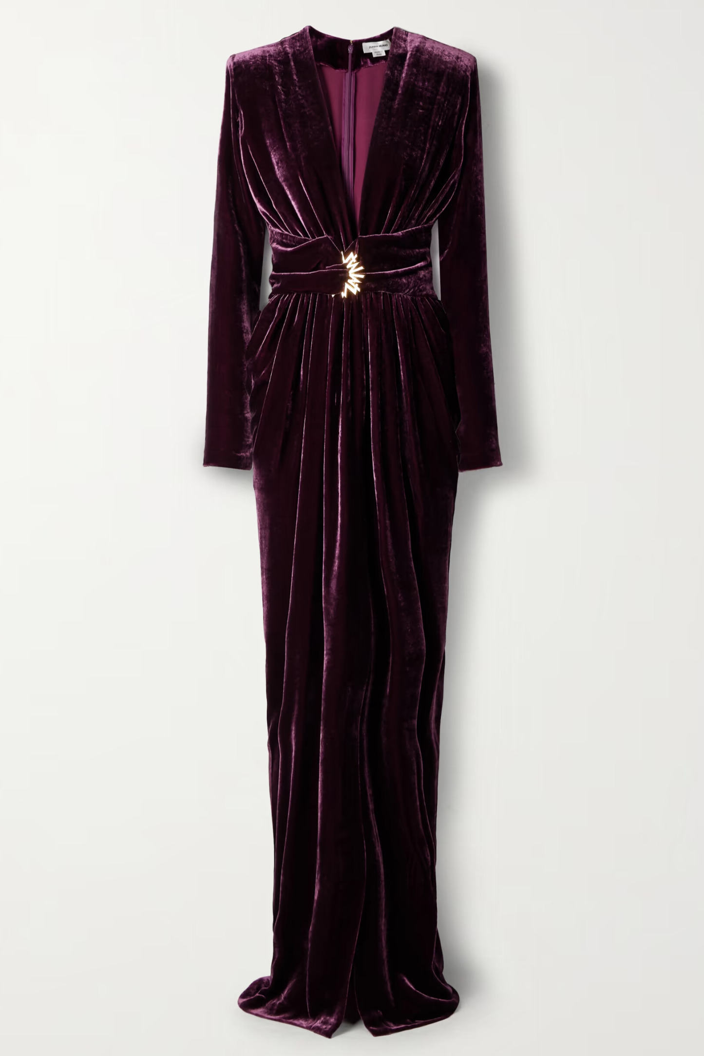 Helia Plunge Neck Velvet Maxi Dress In Plum