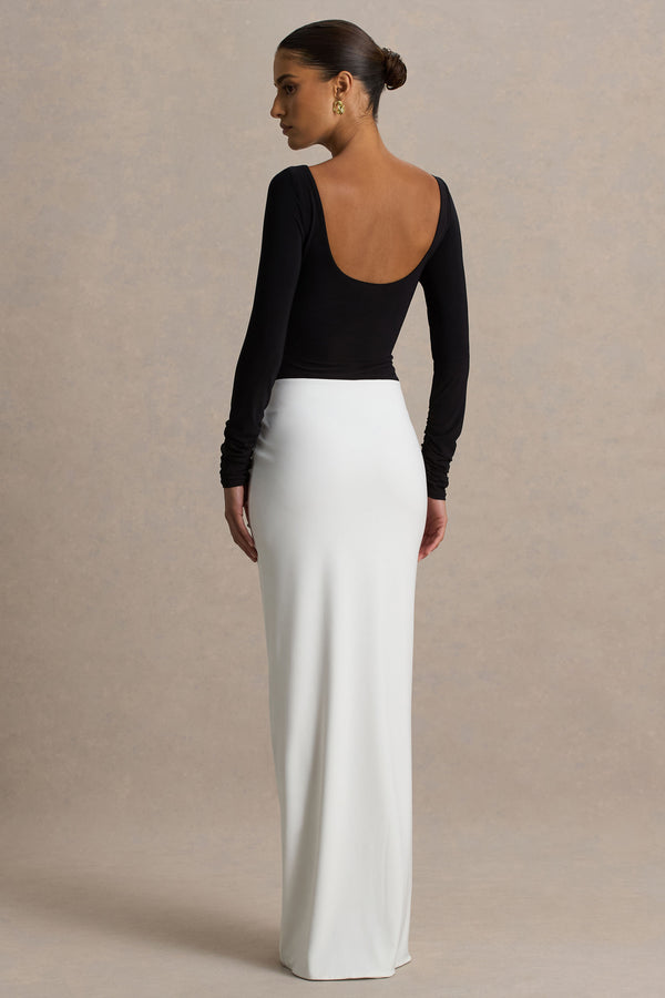 Fenna Long Sleeve Ruched Colorblock Maxi Dress