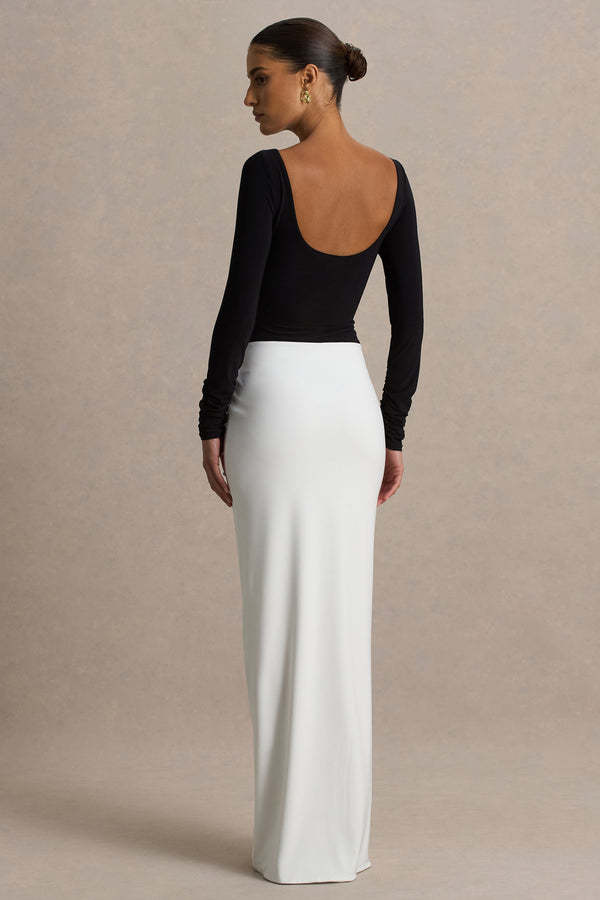 Fenna Long Sleeve Ruched Colorblock Maxi Dress