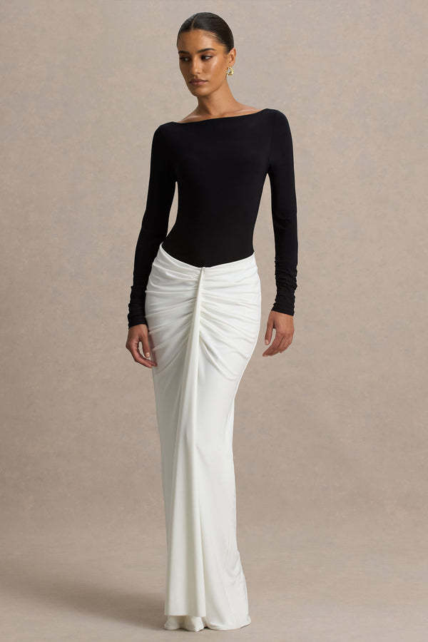 Fenna Long Sleeve Ruched Colorblock Maxi Dress