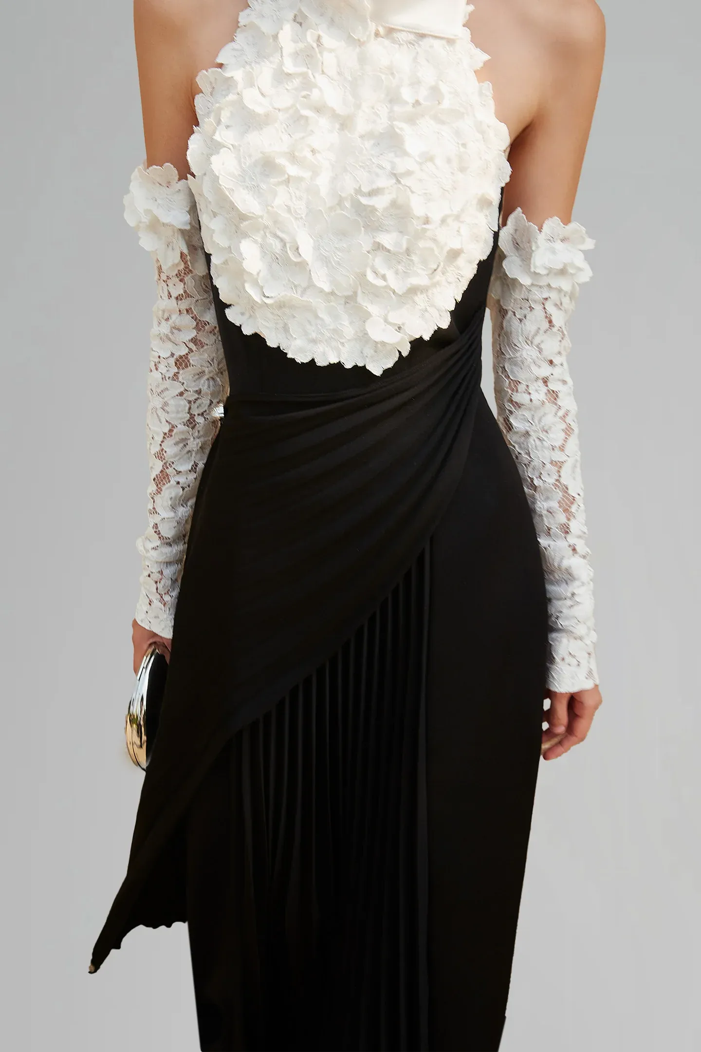 Liola Halterneck Flower Pleated Maxi Dress