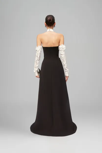 Liola Halterneck Flower Pleated Maxi Dress