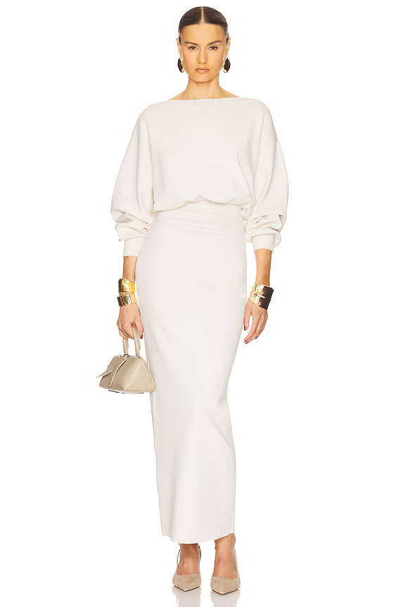 Solana Long Sleeve Maxi Dress In Cream