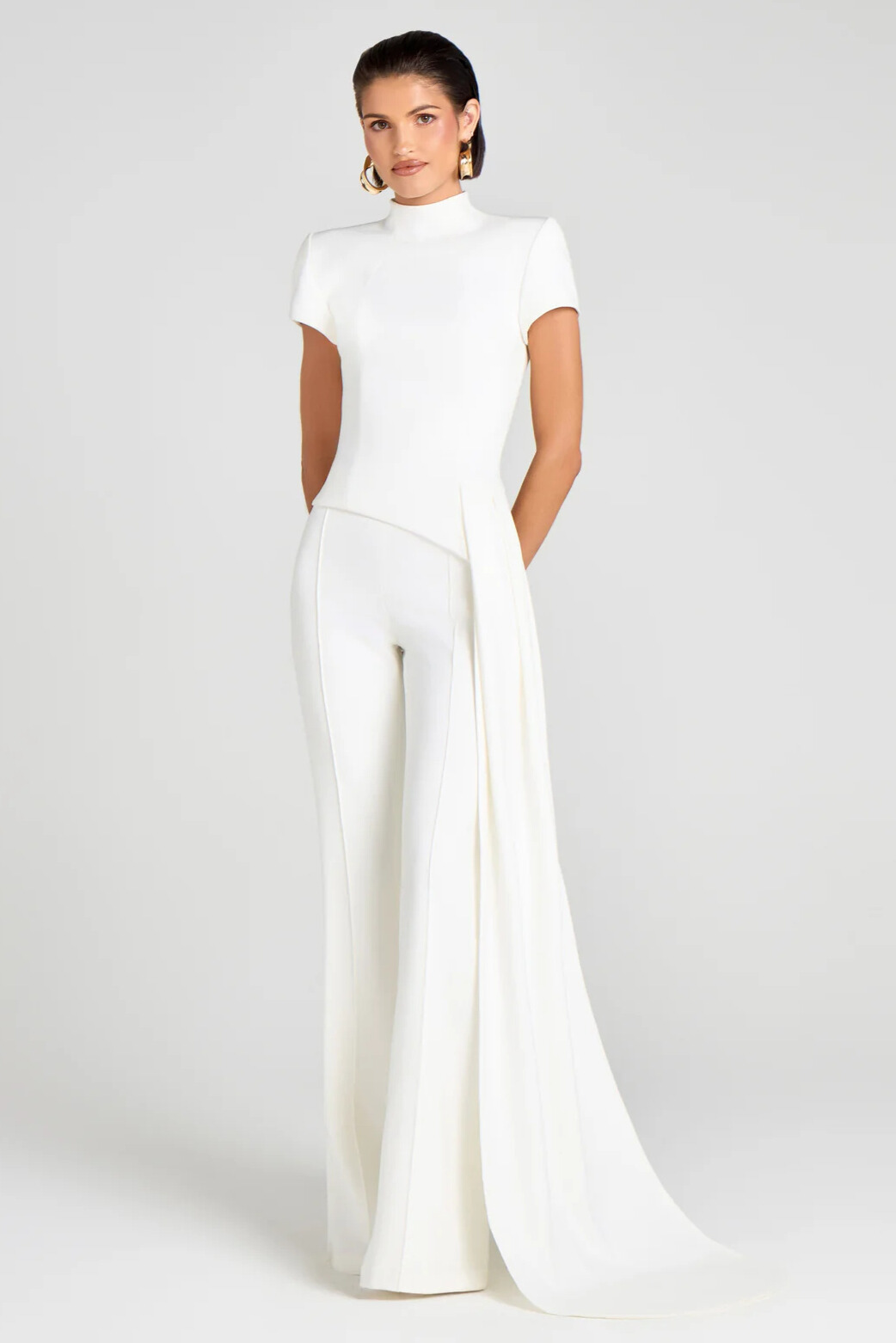 Cosima Deconstruct Draped Pants Set In White