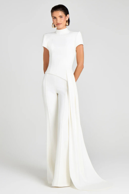 Cosima Deconstruct Draped Pants Set In White