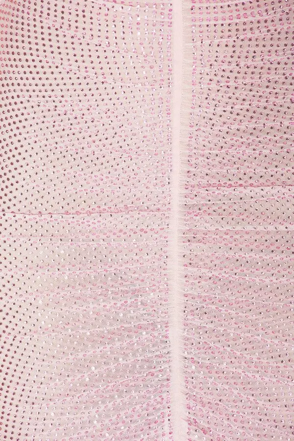 Anemone Sleeveless Rhinestone Ruched Maxi Dress In Pink