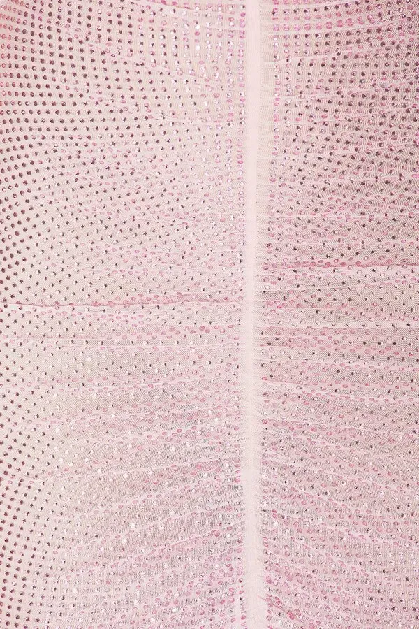 Anemone Sleeveless Rhinestone Ruched Maxi Dress In Pink