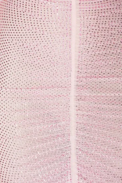 Anemone Sleeveless Rhinestone Ruched Maxi Dress In Pink