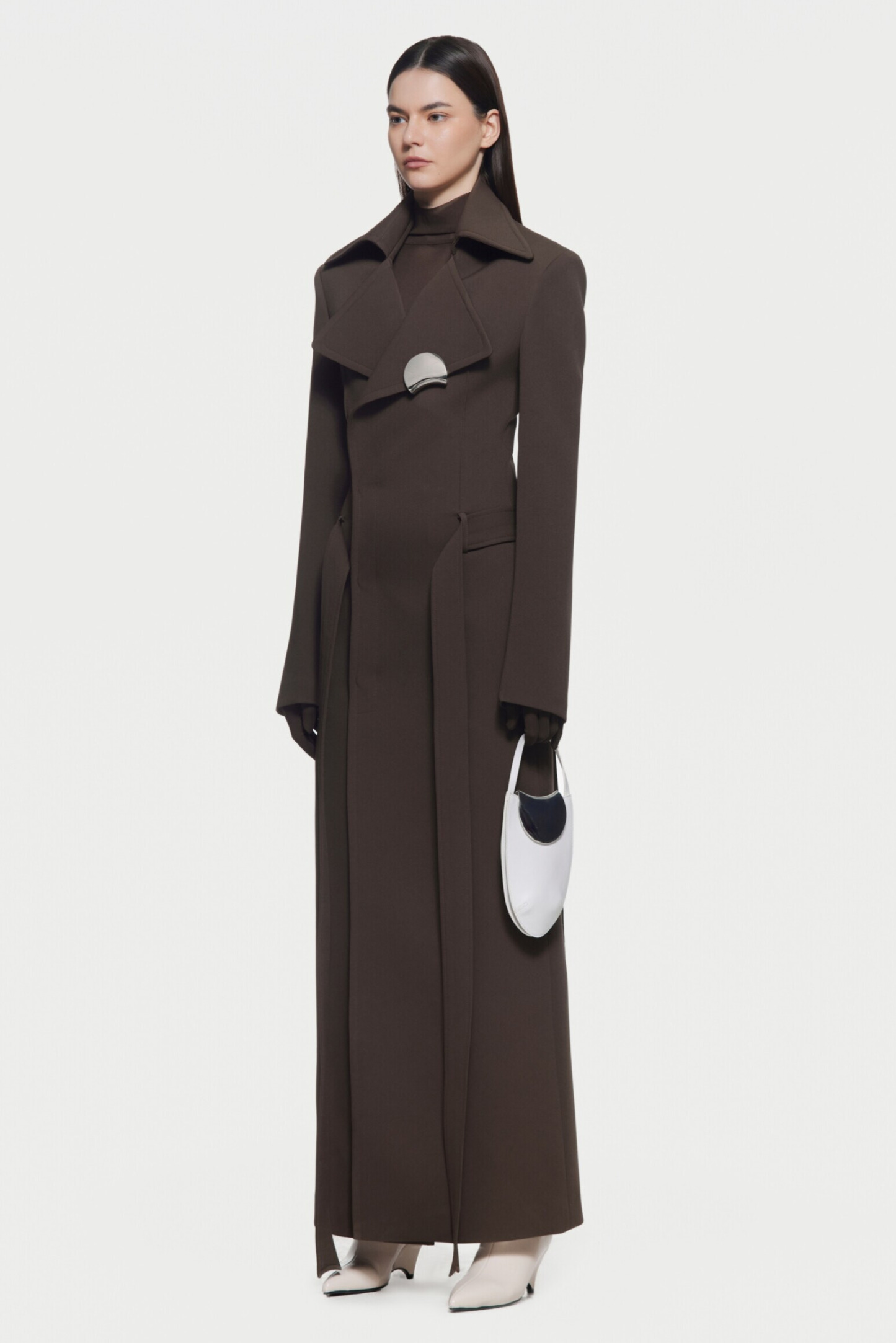 Peyton Deconstruct Folded Collar Coat In Brown