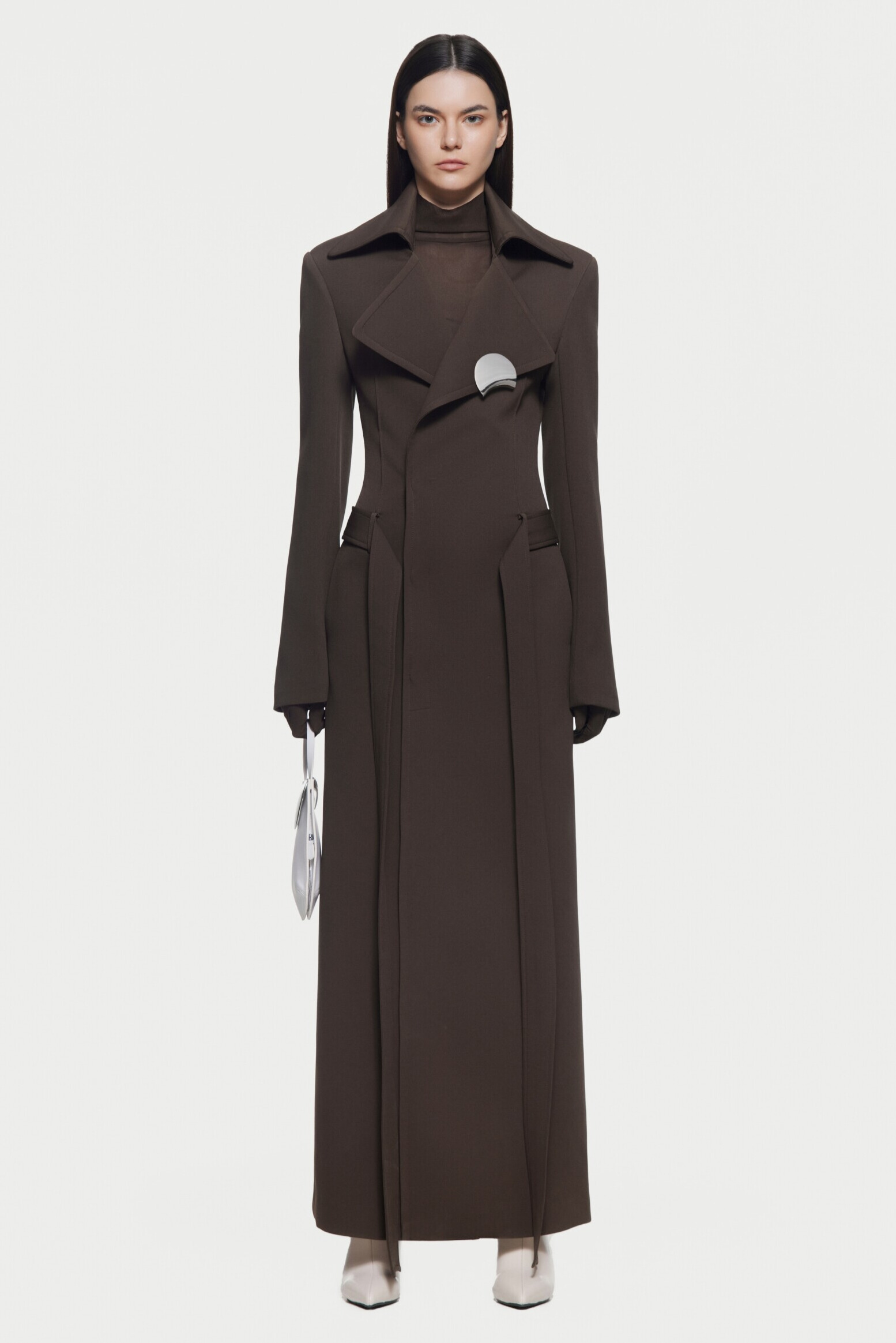 Peyton Deconstruct Folded Collar Coat In Brown