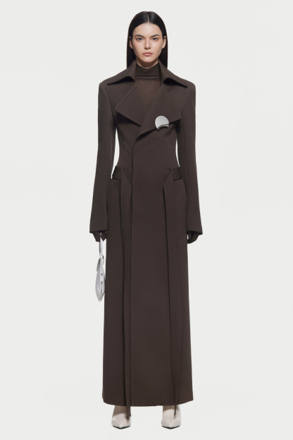 Peyton Deconstruct Folded Collar Coat In Brown