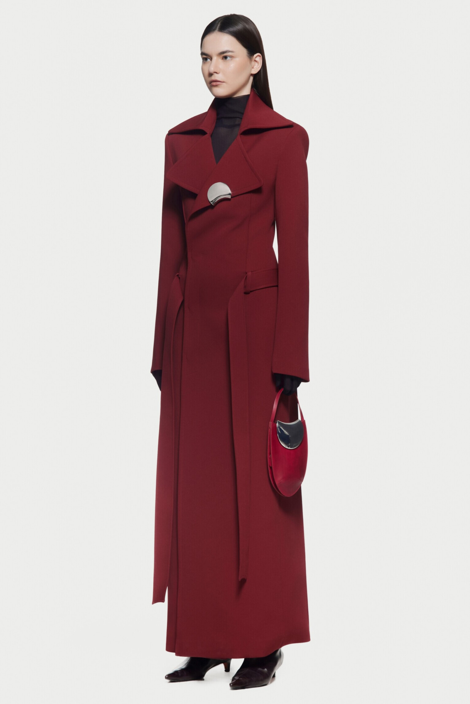 Peyton Deconstruct Folded Collar Coat In Red