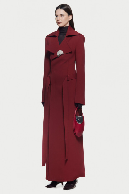 Peyton Deconstruct Folded Collar Coat In Red