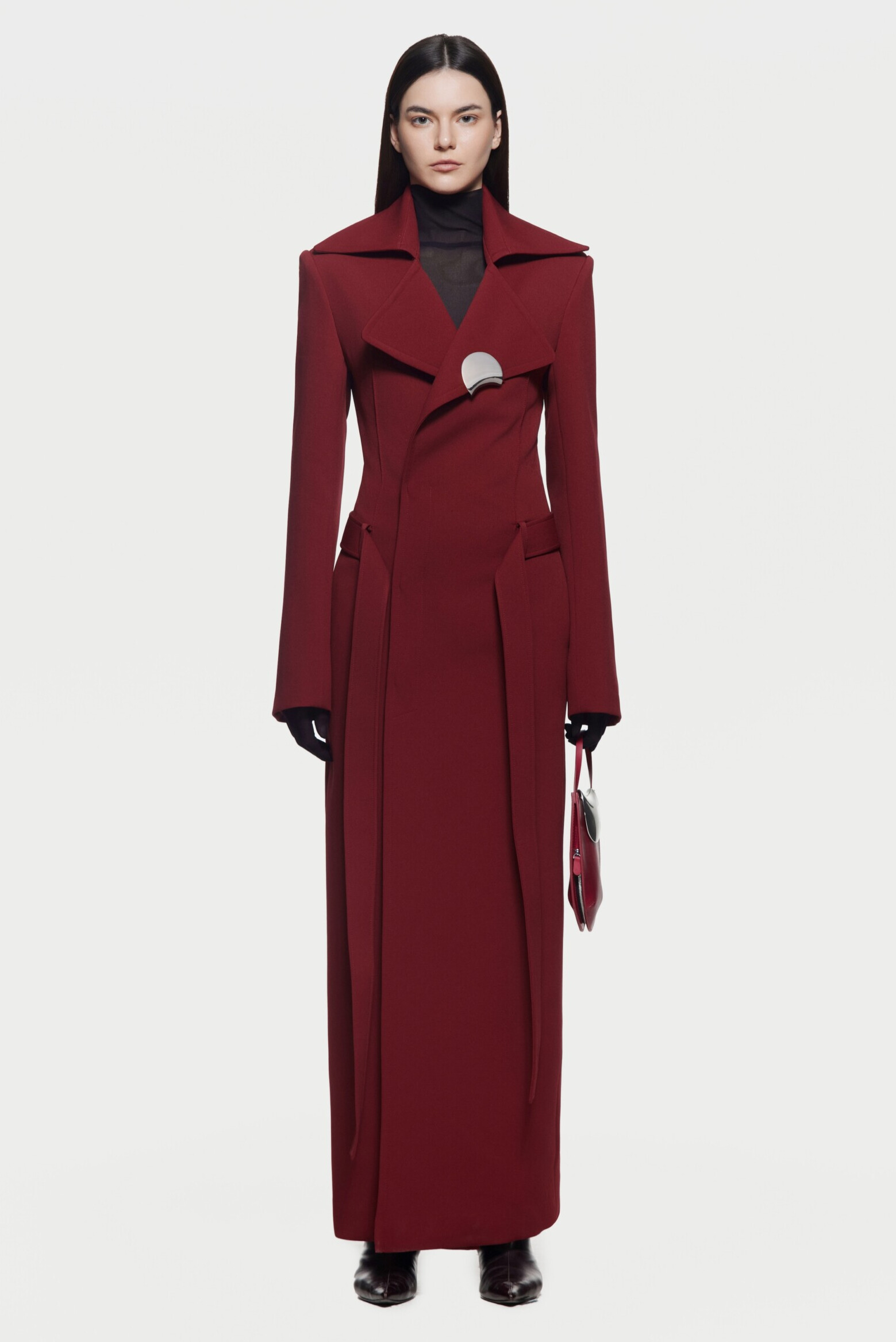 Peyton Deconstruct Folded Collar Coat In Red