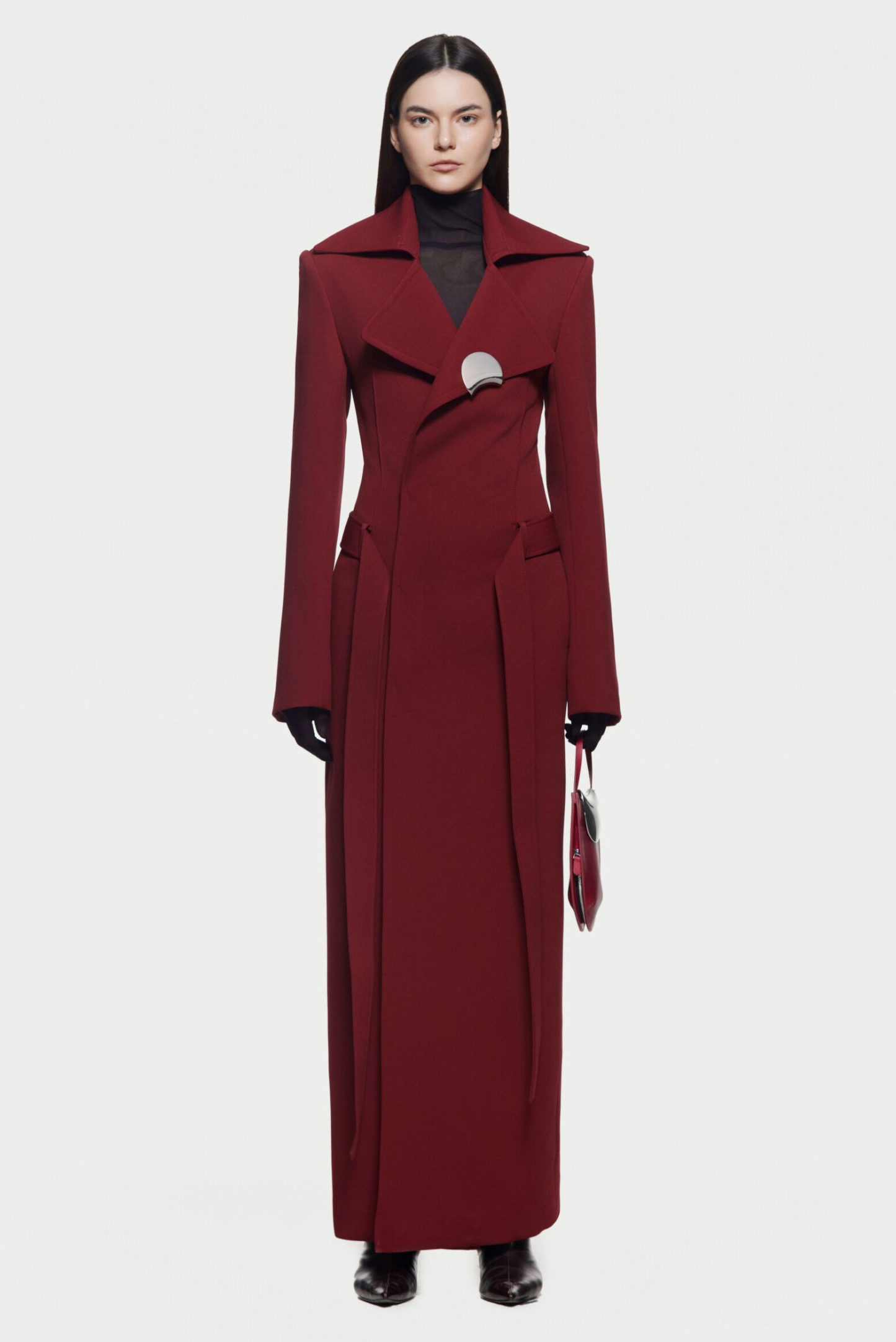 Peyton Deconstruct Folded Collar Coat In Red