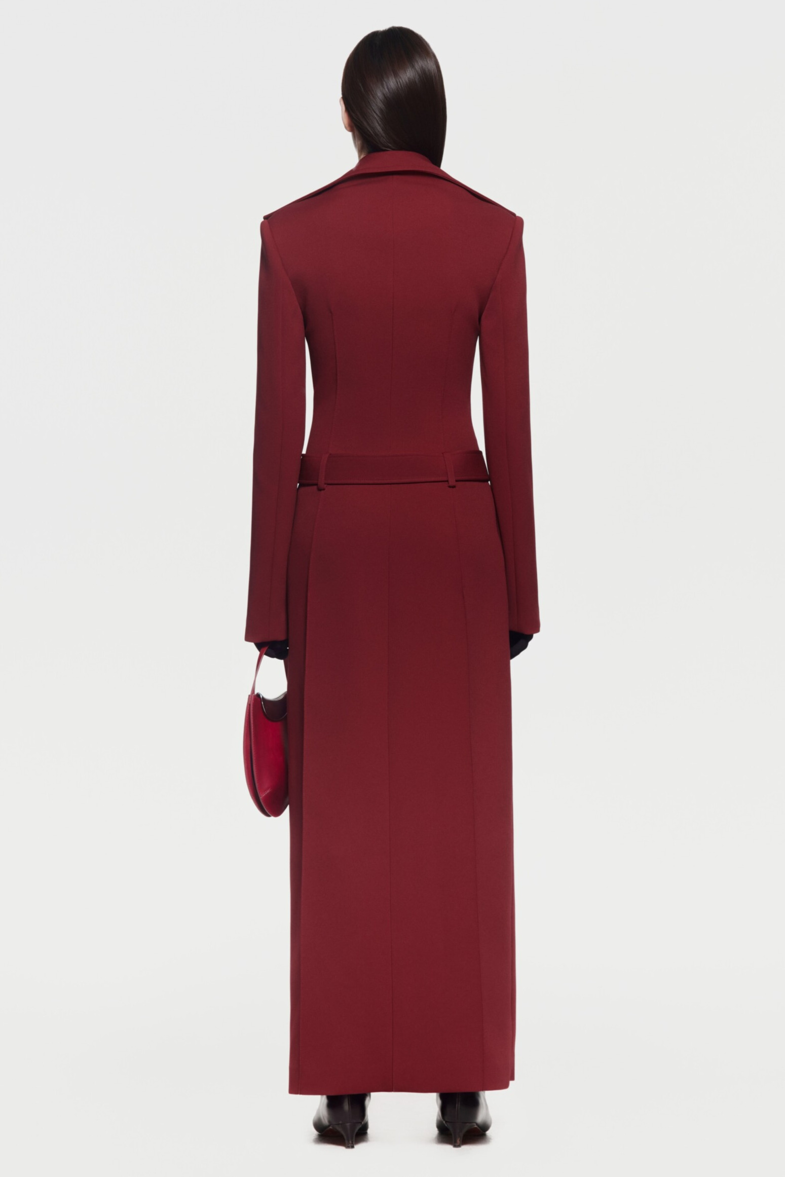 Peyton Deconstruct Folded Collar Coat In Red