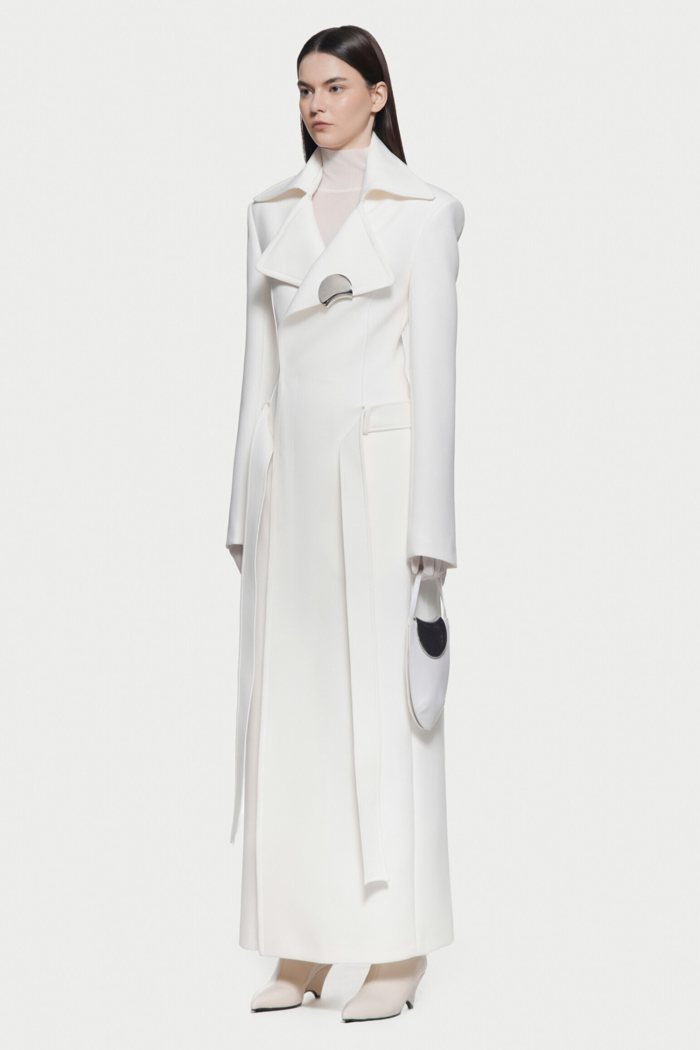 Peyton Deconstruct Folded Collar Coat In White