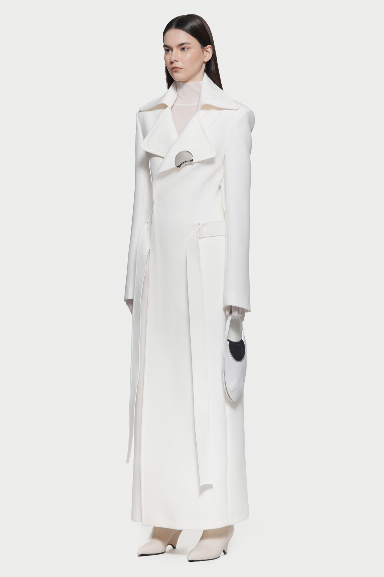 Peyton Deconstruct Folded Collar Coat In White