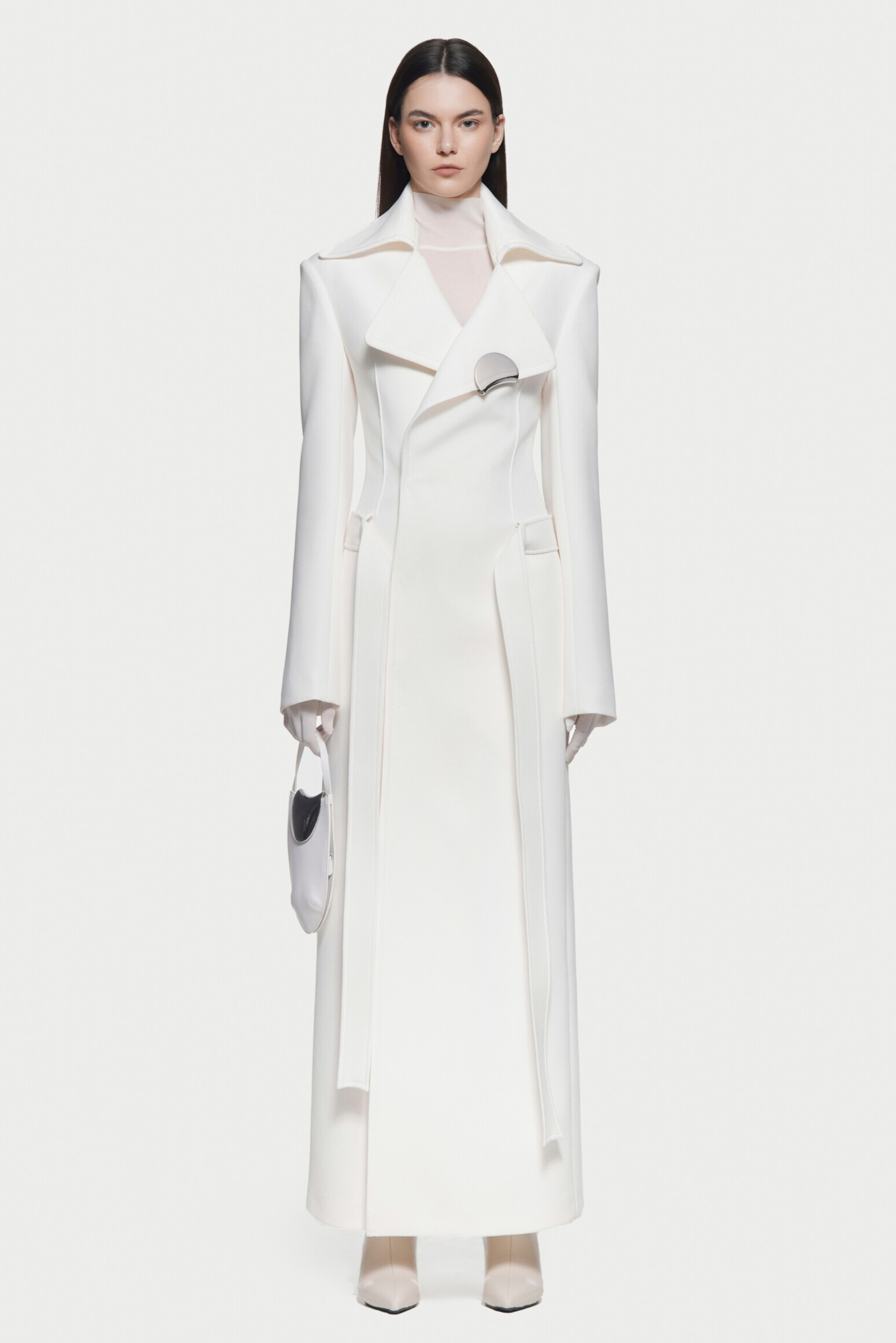 Peyton Deconstruct Folded Collar Coat In White