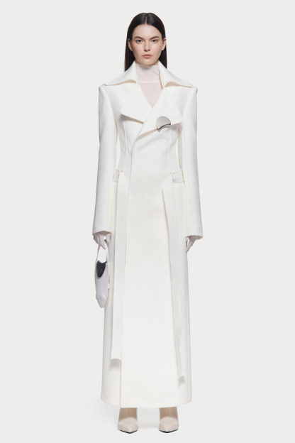 Peyton Deconstruct Folded Collar Coat In White