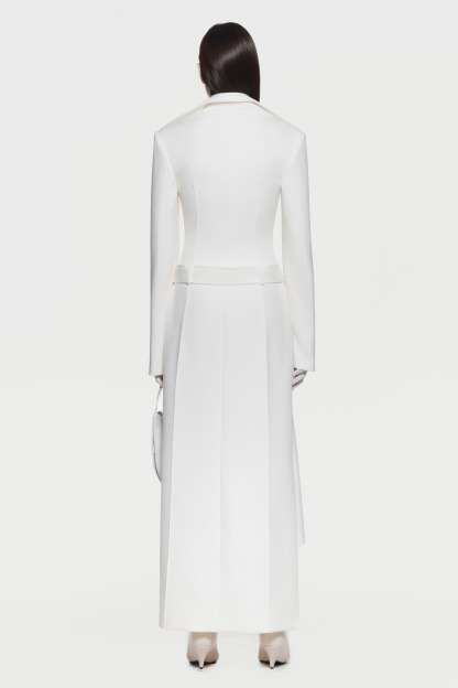 Peyton Deconstruct Folded Collar Coat In White