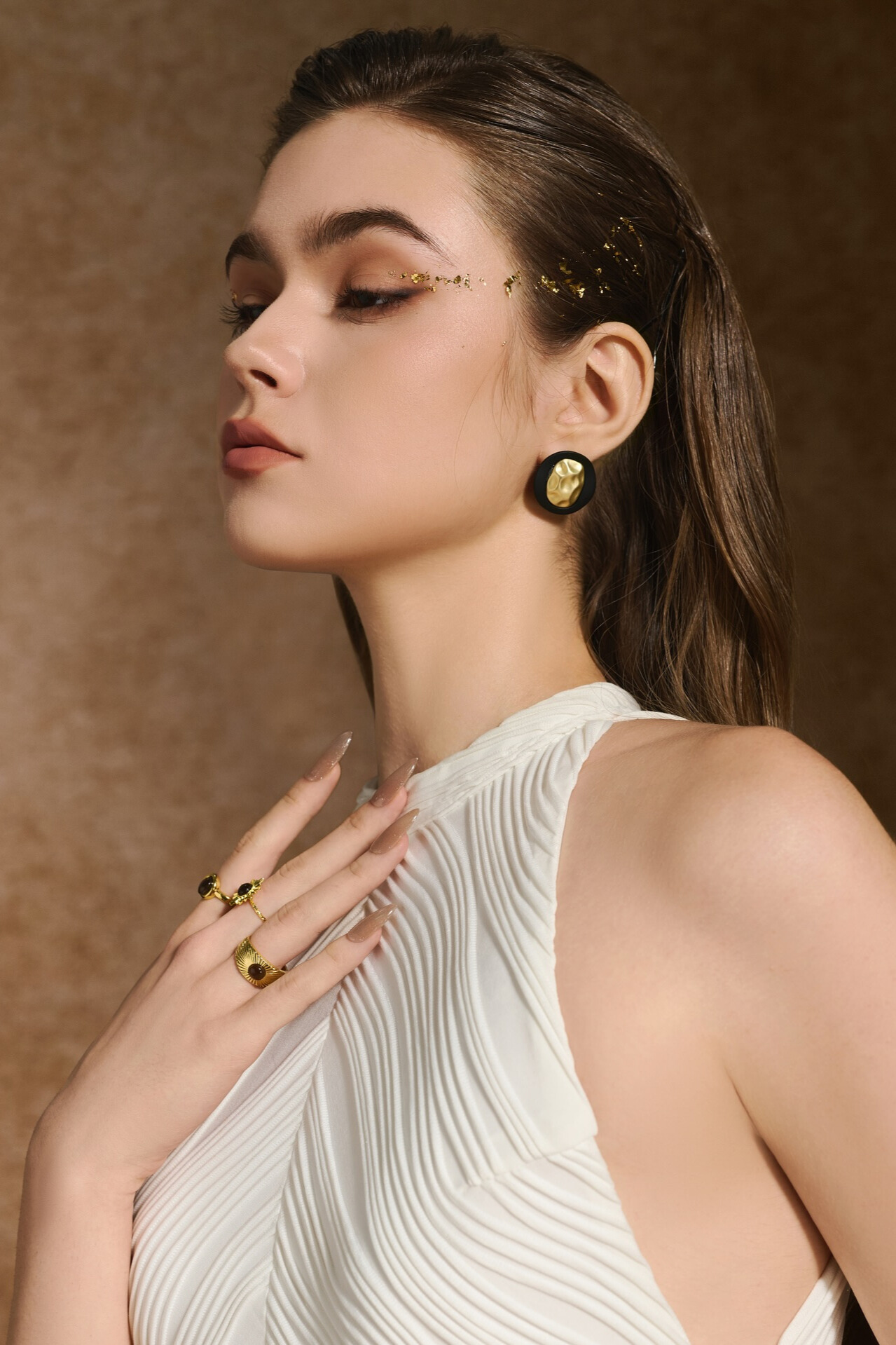 Renay Halterneck Twisted Maxi Dress In White