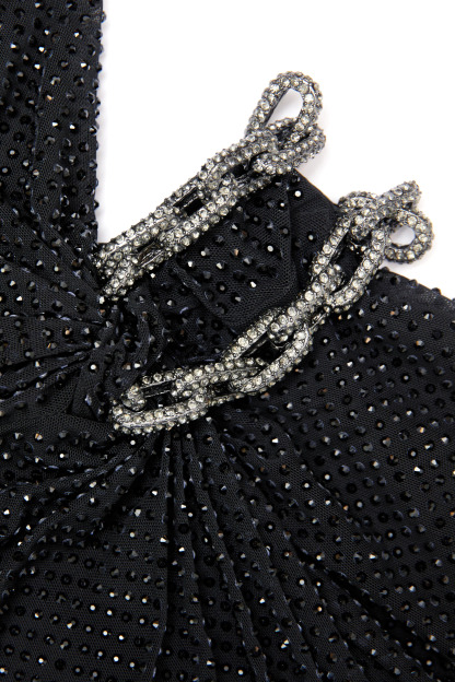 Irena Rhinestone Cutout Split Maxi Dress In Black