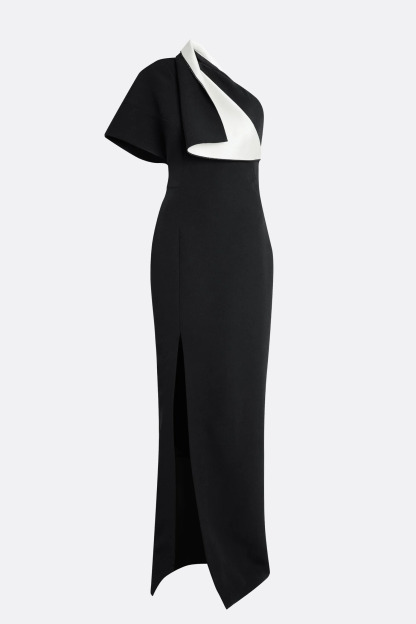 Ira One Shoulder Asymmetric Draped Split Maxi Dress