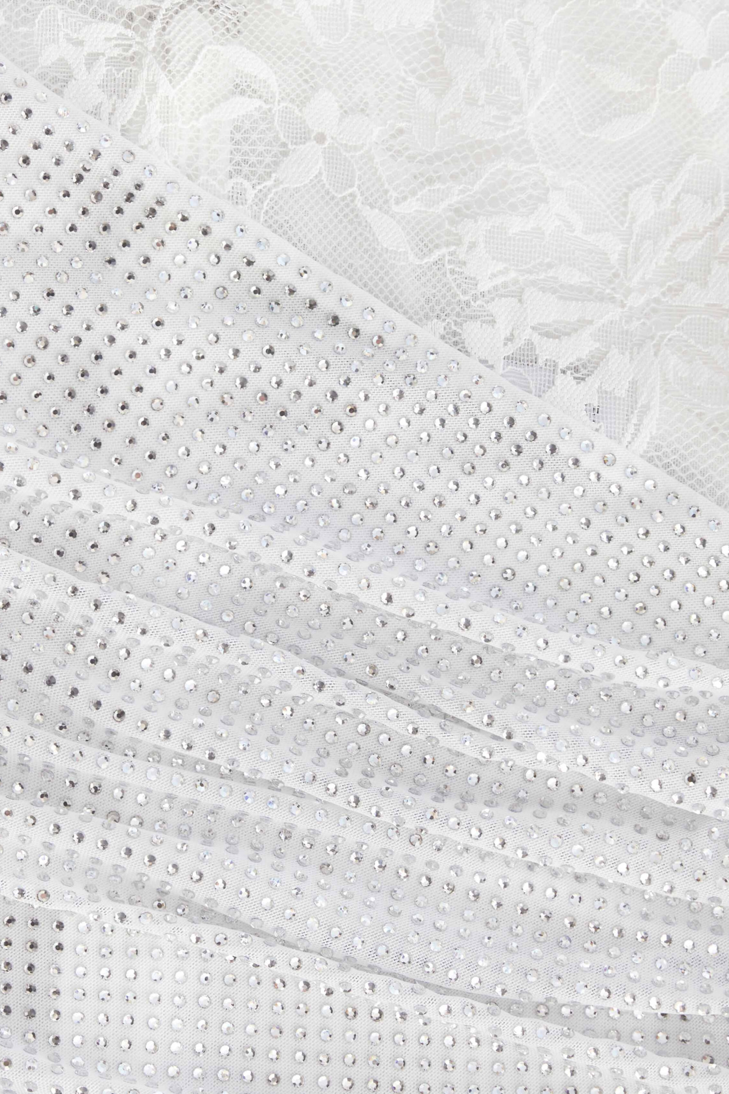 Moriah Rhinestone Lace Sleeve Split Maxi Dress In White