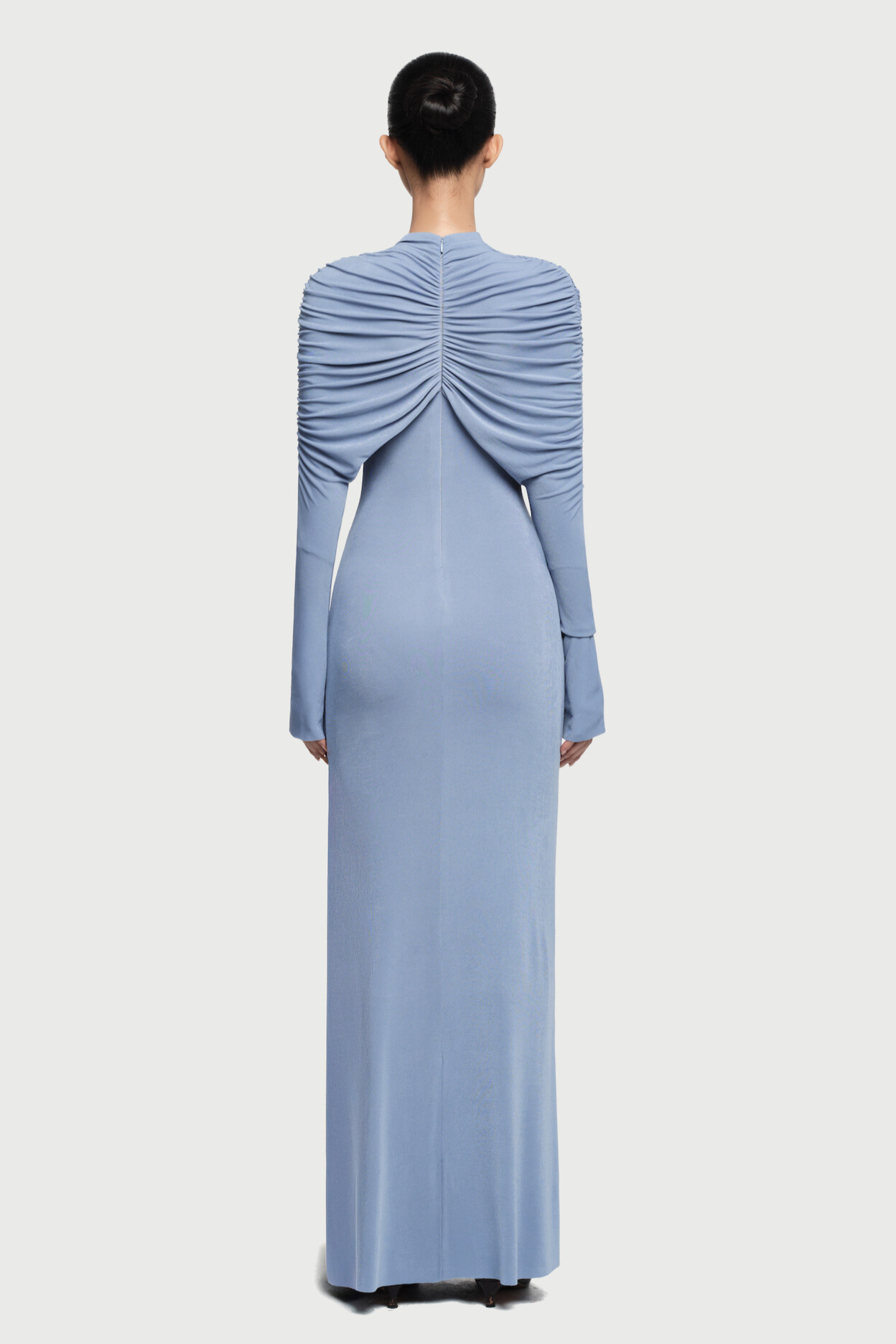 Lizane Ruched Twisted Draped Maxi Dress In Blue