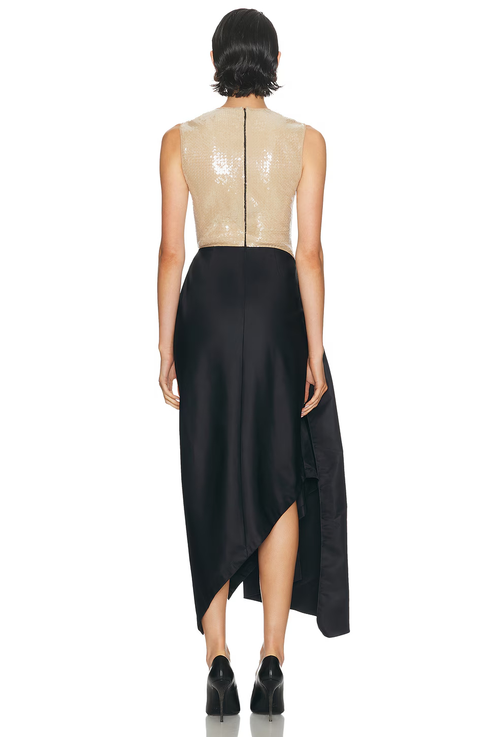 Araminta Sleeveless Sequin Ruched Midi Dress