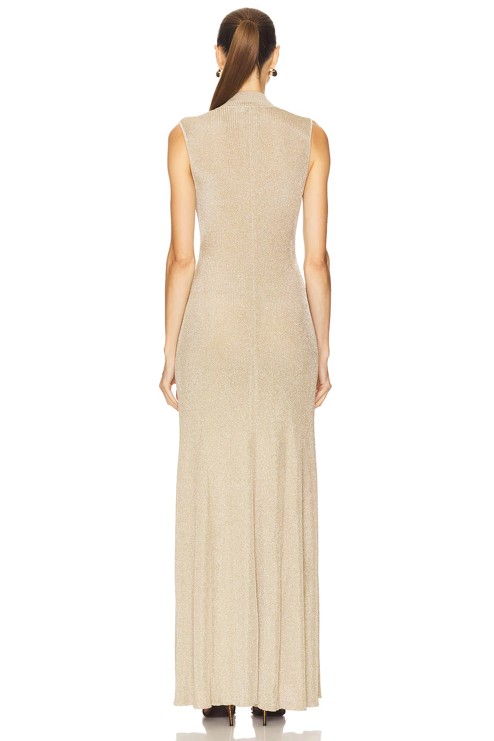 Eulalia High Neck Sleeveless Glitter Maxi Dress In Gold