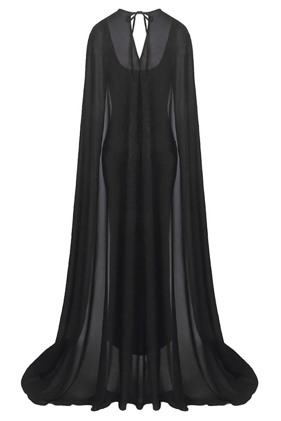 Leopard Sequin Caped Maxi Dress Set In Black