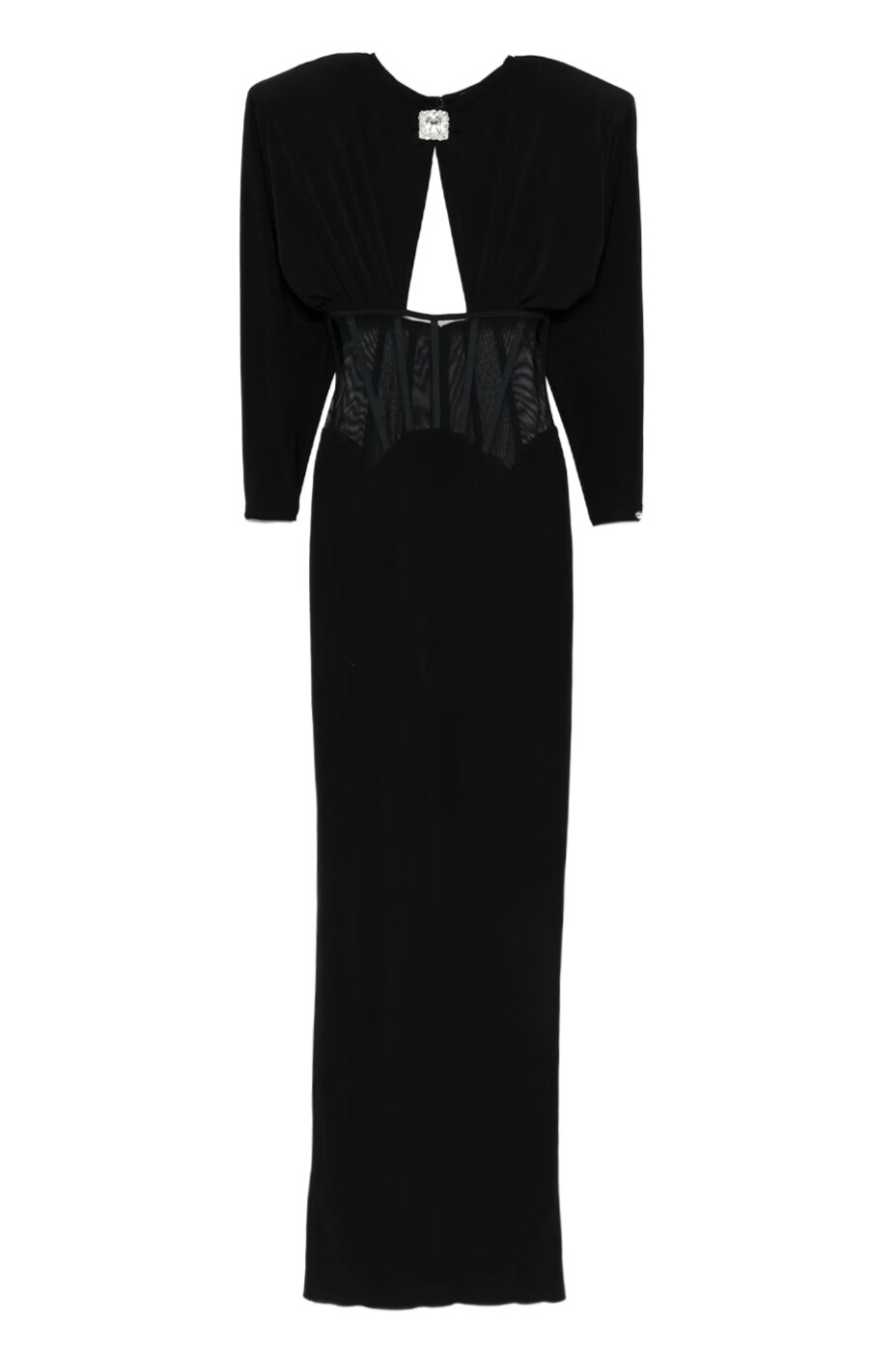 Sabrina Cutout Corset Split Maxi Dress In Black