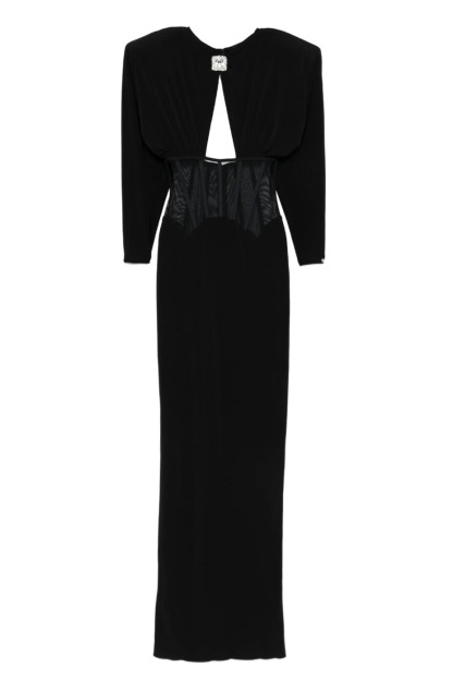 Sabrina Cutout Corset Split Maxi Dress In Black