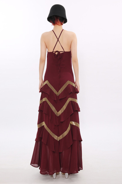 Kirrily Halterneck Tiered Maxi Dress In Red