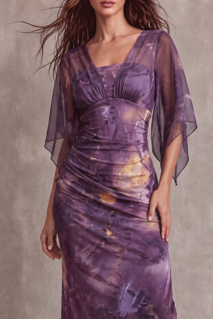Mabel Batwing Sleeve Floral Midi Dress