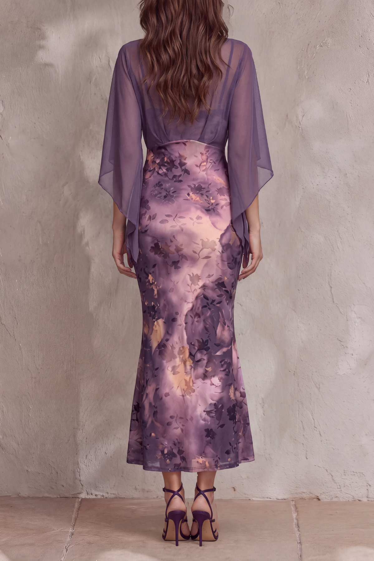 Mabel Batwing Sleeve Floral Midi Dress