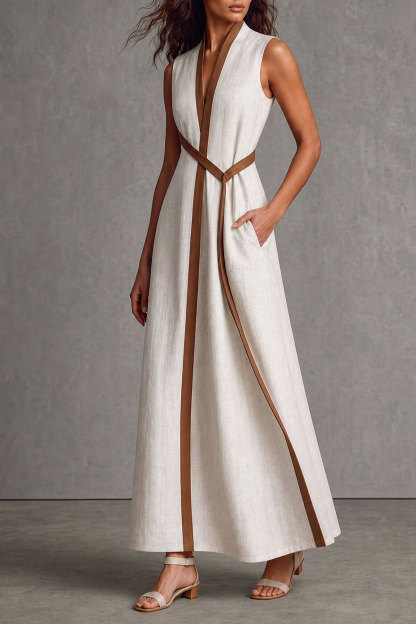 Maeve V Neck A Line Tie Maxi Dress
