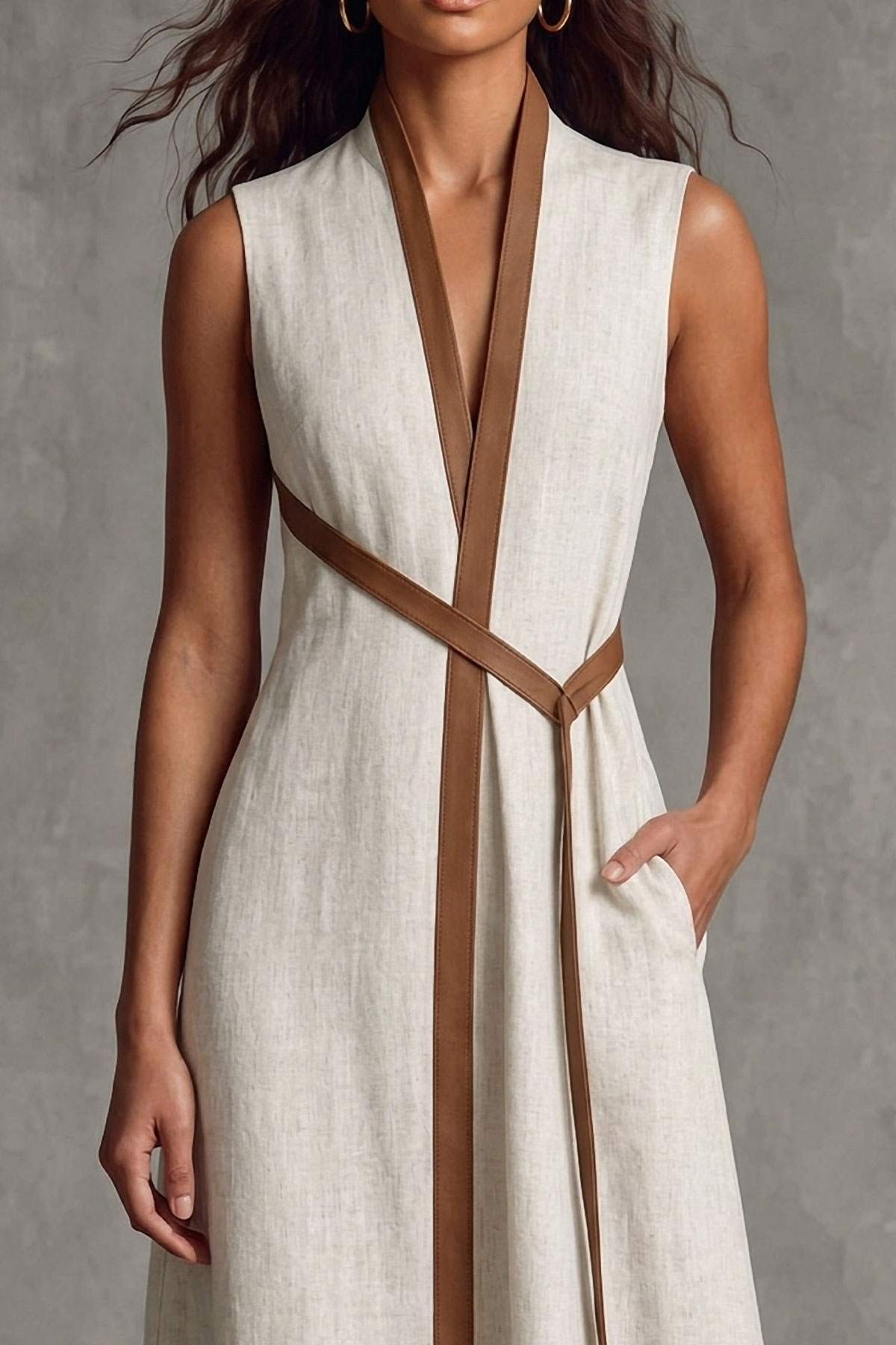 Maeve V Neck A Line Tie Maxi Dress