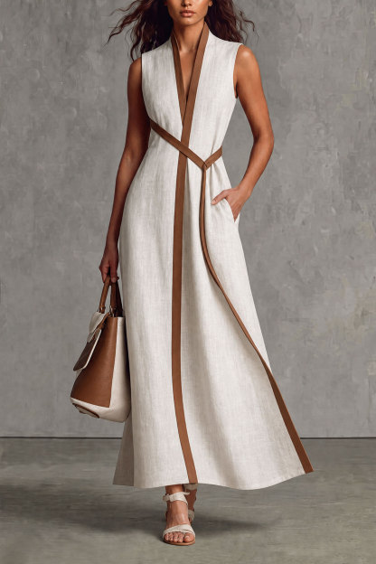 Maeve V Neck A Line Tie Maxi Dress