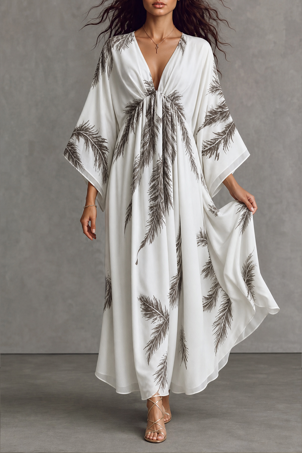 Marvella Batwing Sleeve Print Maix Dress