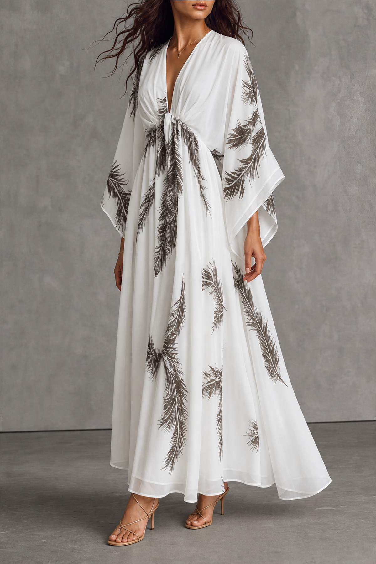 Marvella Batwing Sleeve Print Maix Dress