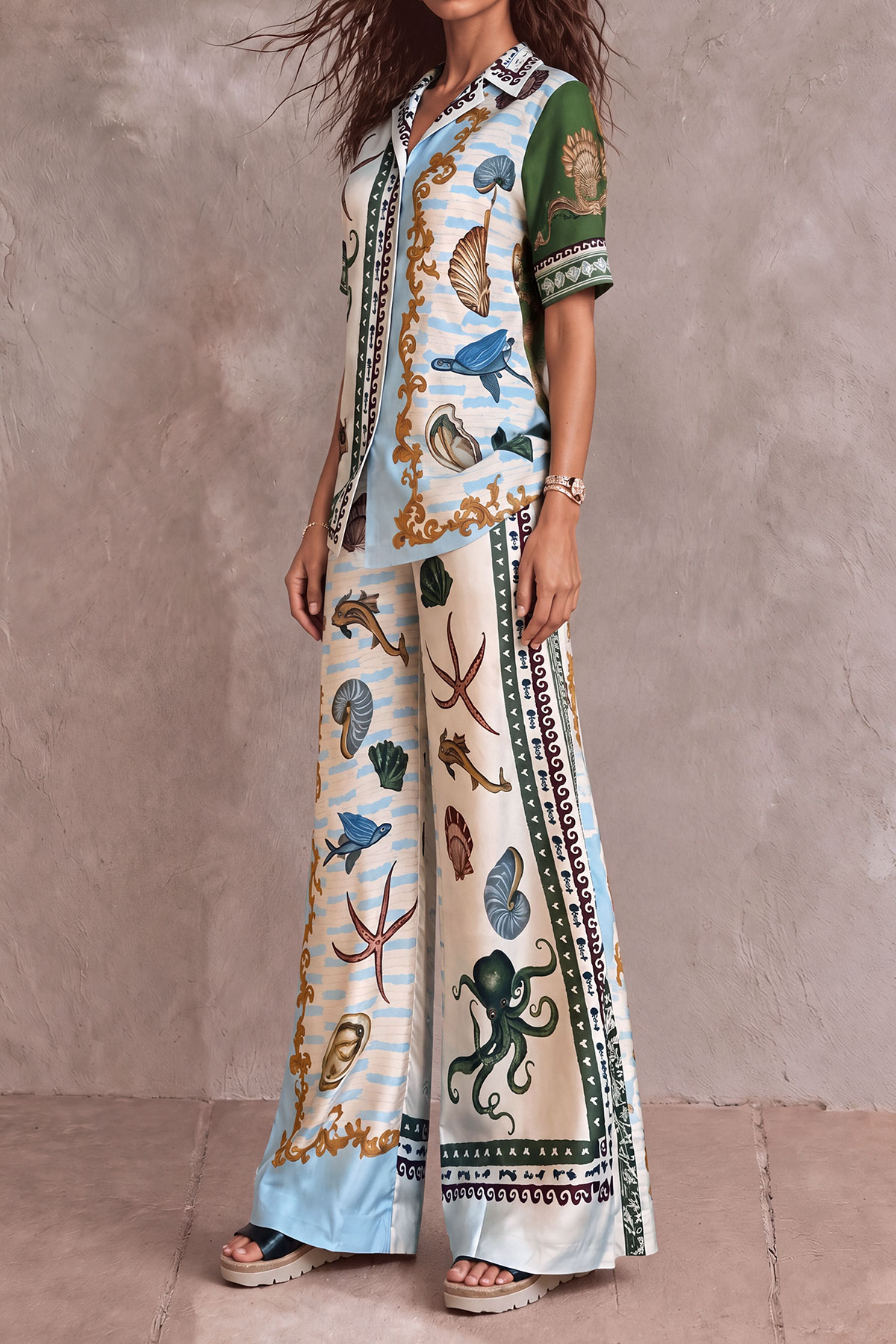 Meadow Print Wide Leg Pants Set