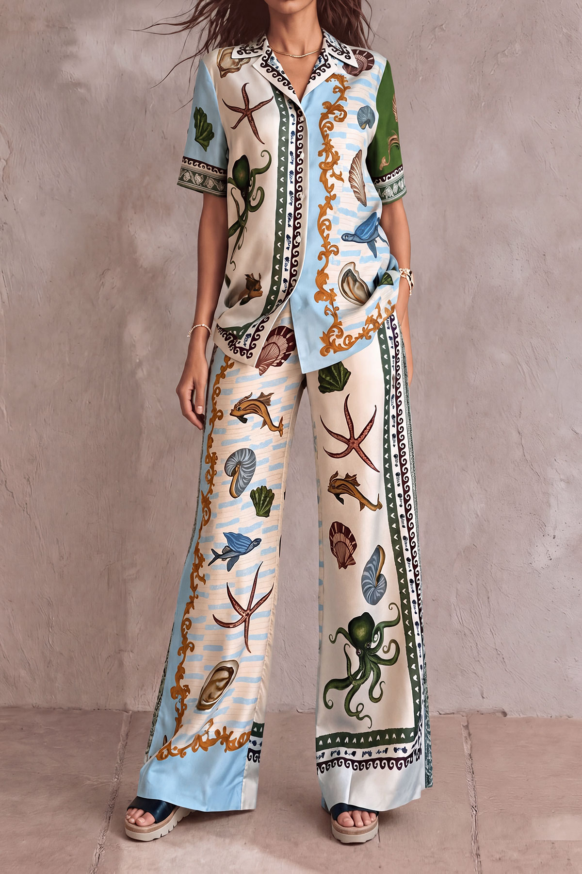 Meadow Print Wide Leg Pants Set