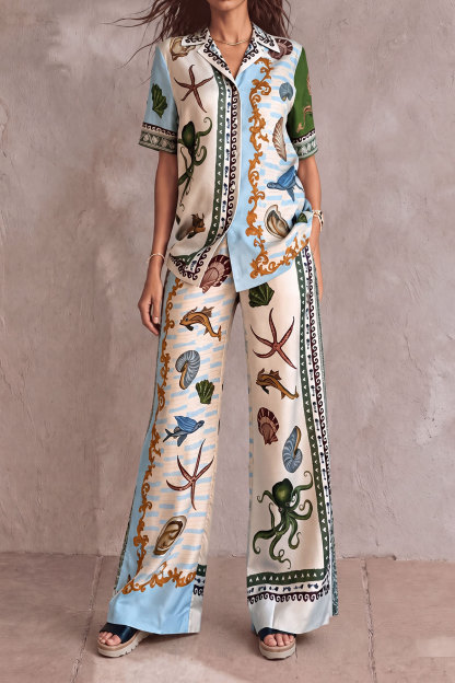 Meadow Print Wide Leg Pants Set