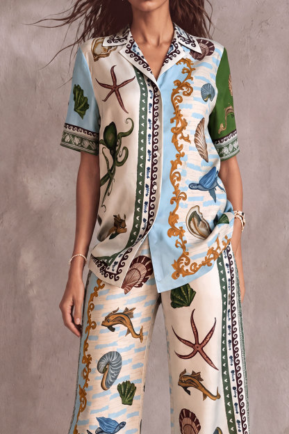 Meadow Print Wide Leg Pants Set