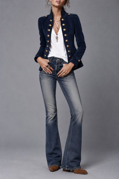 Melina Stand Collar Button Jacket
