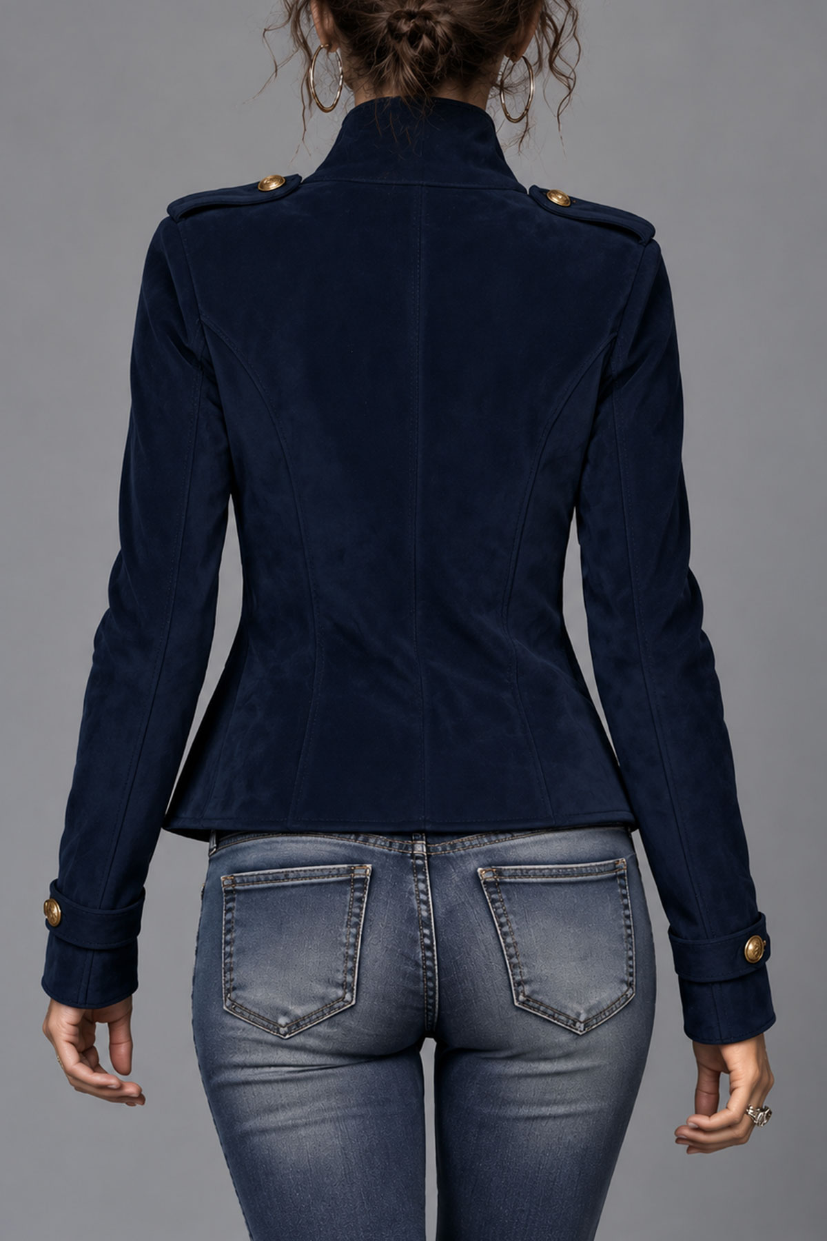 Melina Stand Collar Button Jacket